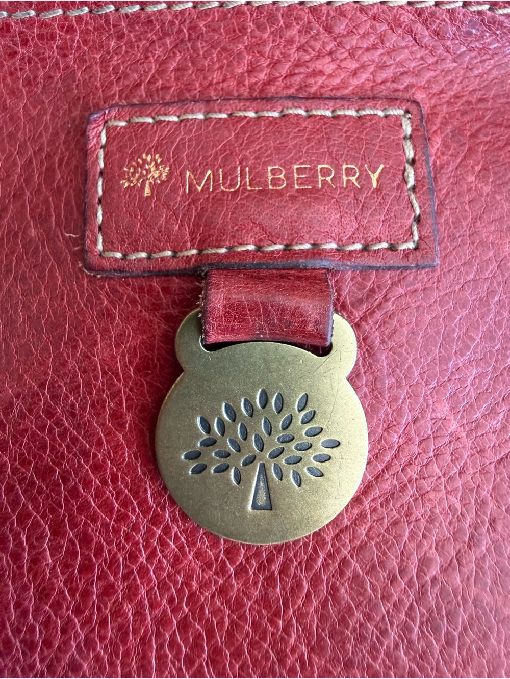 MULBERRY Bayswater Tooled Red Leather Satchel Bag - Picture 7 of 11